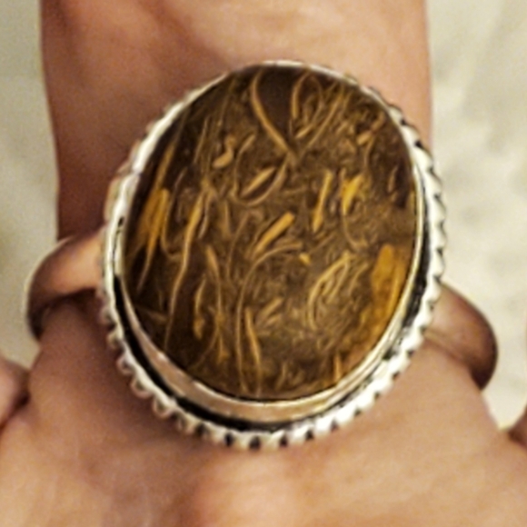 Sterling silver brown stone ring - Picture 1 of 7
